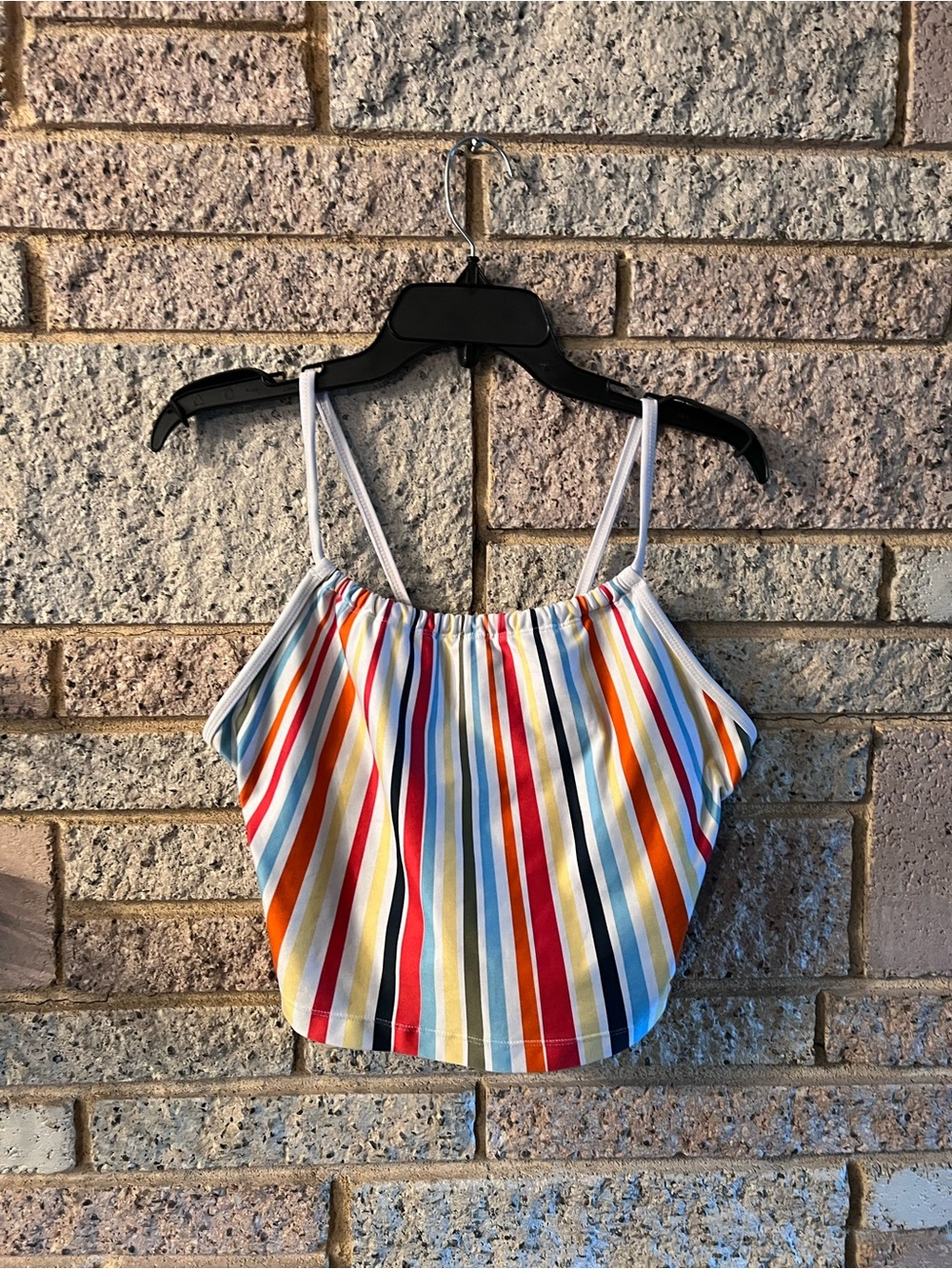 Nike Vintage Dri-Fit Striped Multi-Color Spaghetti Strap Crop/Sport Top. L 12/14